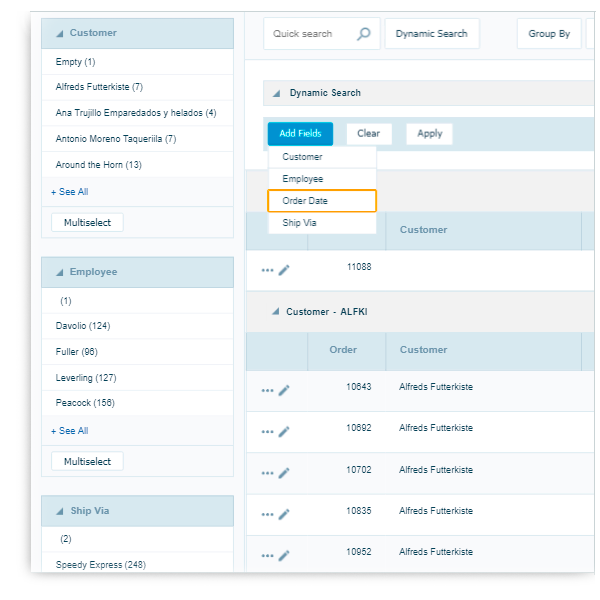 Grid Filtering/Search