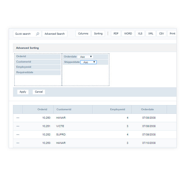 Dynamic sorting