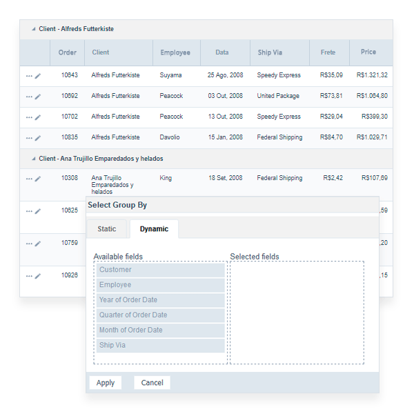 Group By with Dynamic options and aggregate functions