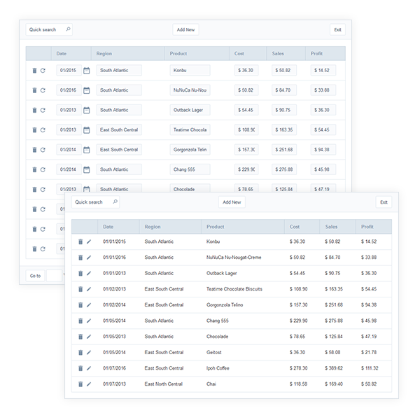 Editable Grid forms