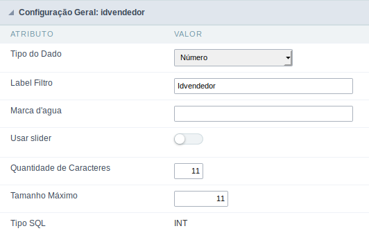 Number field settings interface.