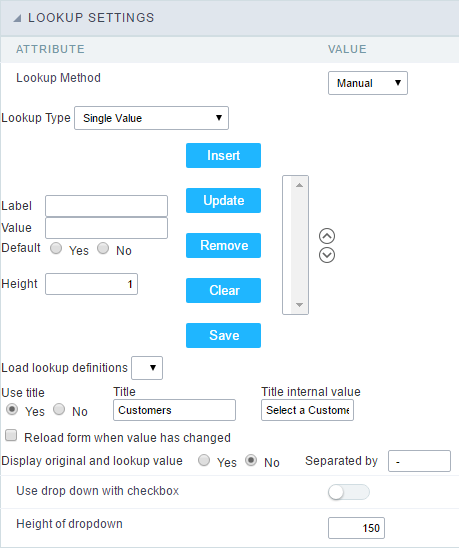 Manual Lookup Interface.