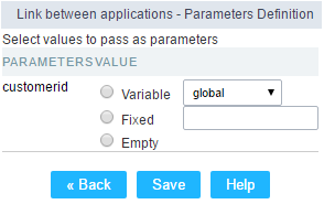 Choosing the parameters for the button link.