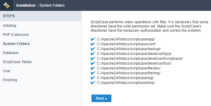 System directories display screen