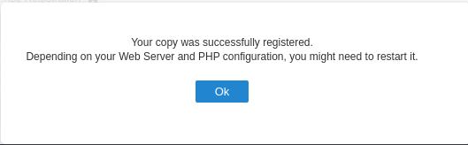 Registration confirmation screen