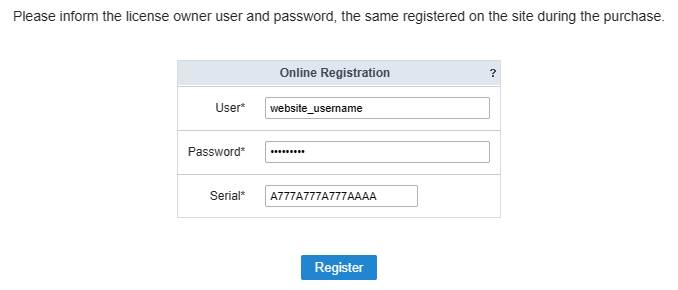 Scriptcase Online Registration Screen