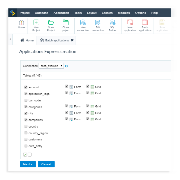 Creation and conception of multiple applications (batch applications)