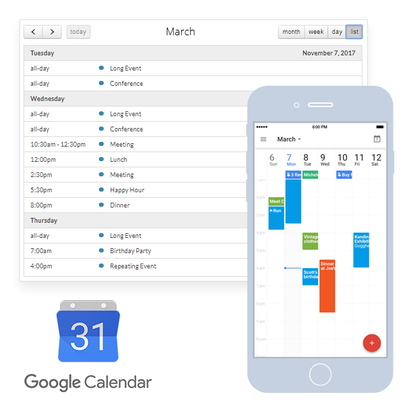 Intégration de Google Agenda