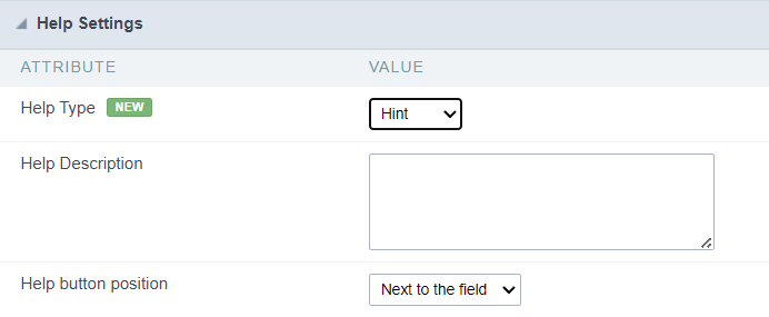 Help Configuration Interface.