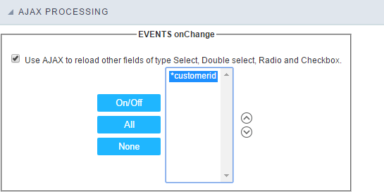 Ajax Processing configuration Interface.