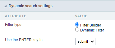 Dynamic Search configuration Interface.