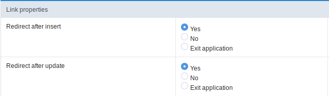 Form properties configurations Interface.