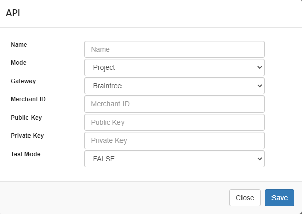 Payment configuration using Braintree API