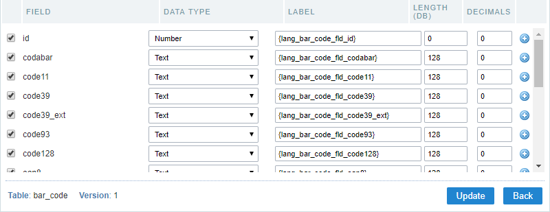 Table edit options