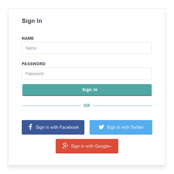 Accesso social con Google, Facebook e Twitter