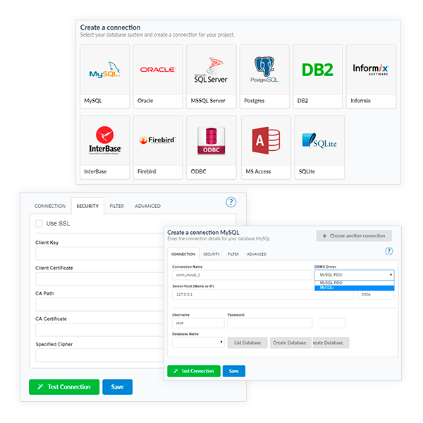 Access to various DBMS