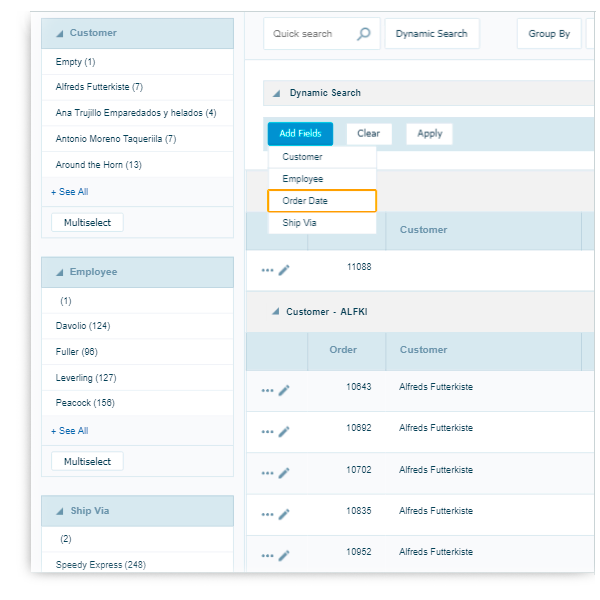 Grid Filtering/Search