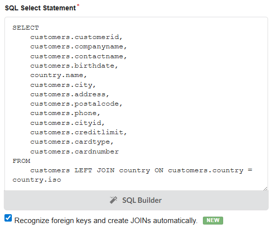 Scriptcase interface showing FK JOIN configuration in Grid creation