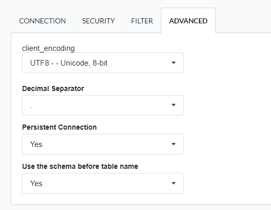 Advanced database connection configuration